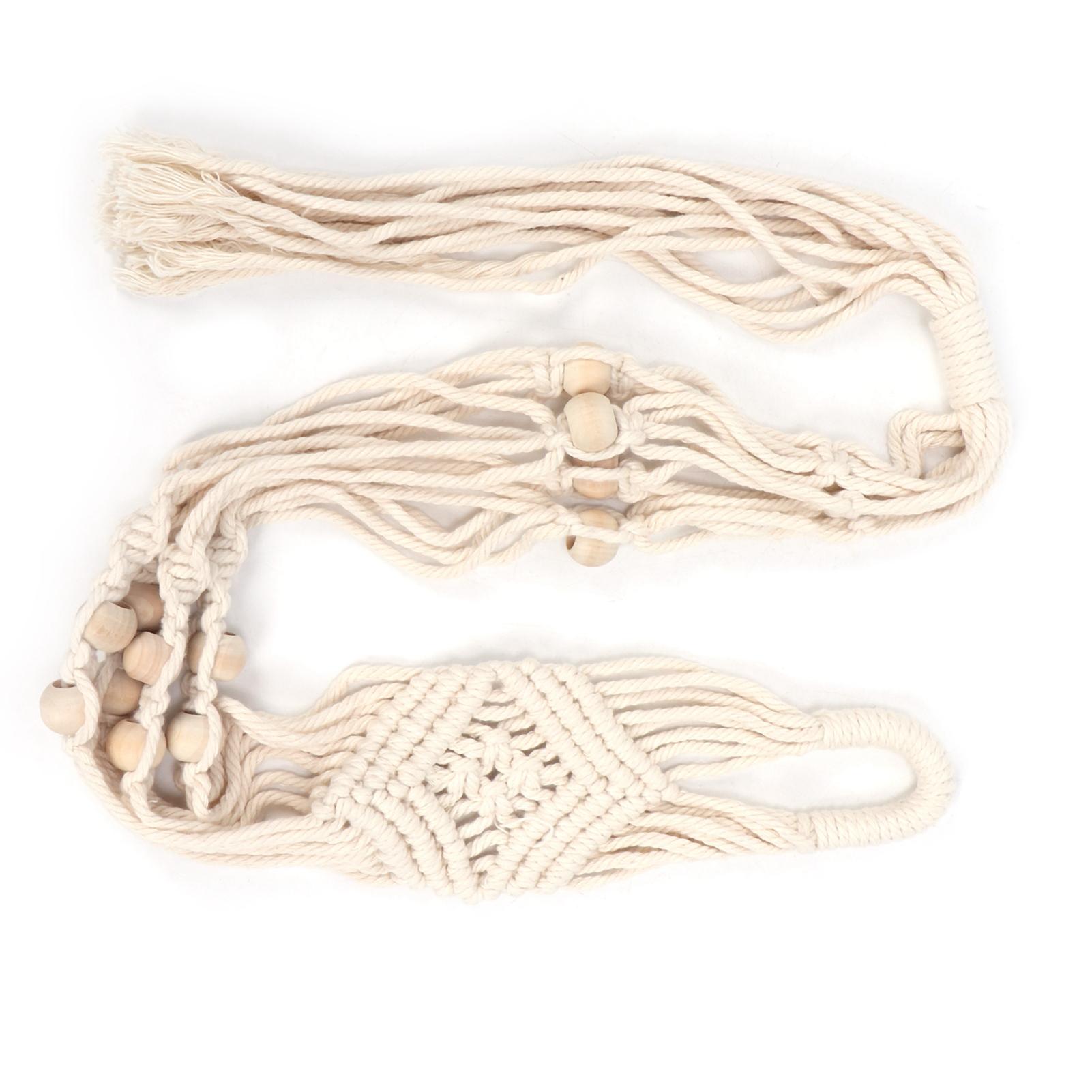 

Cotton Rhombus Rope Pattern Plant Hanger with 12 Beads Hanging Flower Pot Holder for Home Decor