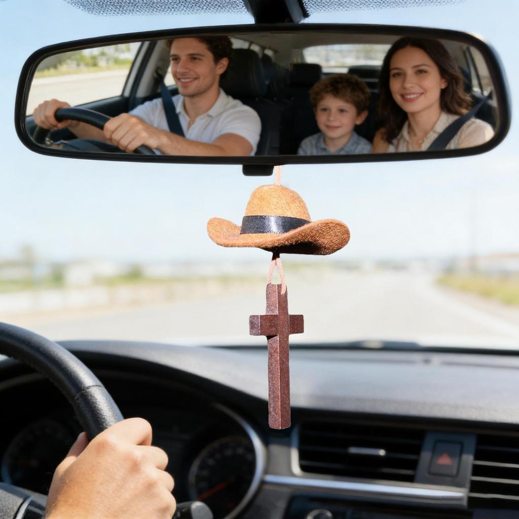 Car Pendant Western Vintage Cross Pendant Retro Car Charm Rearview Mirror Accessories For Birthday Christmas Men Women Driver