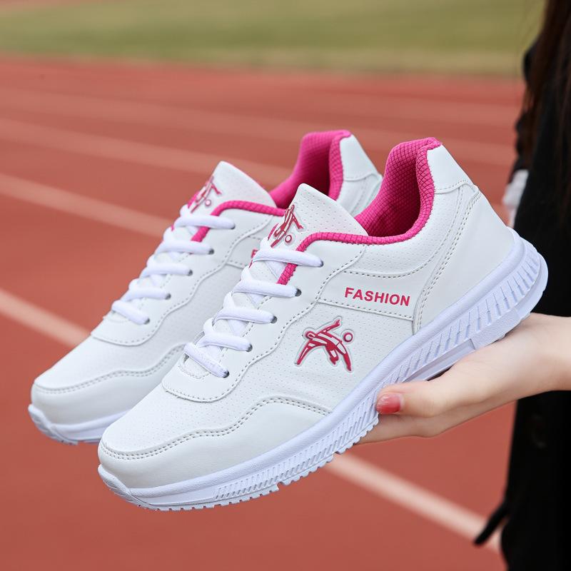 New leather waterproof autumn and winter sports shoes soft sole non-slip mother fitness dancing shoes