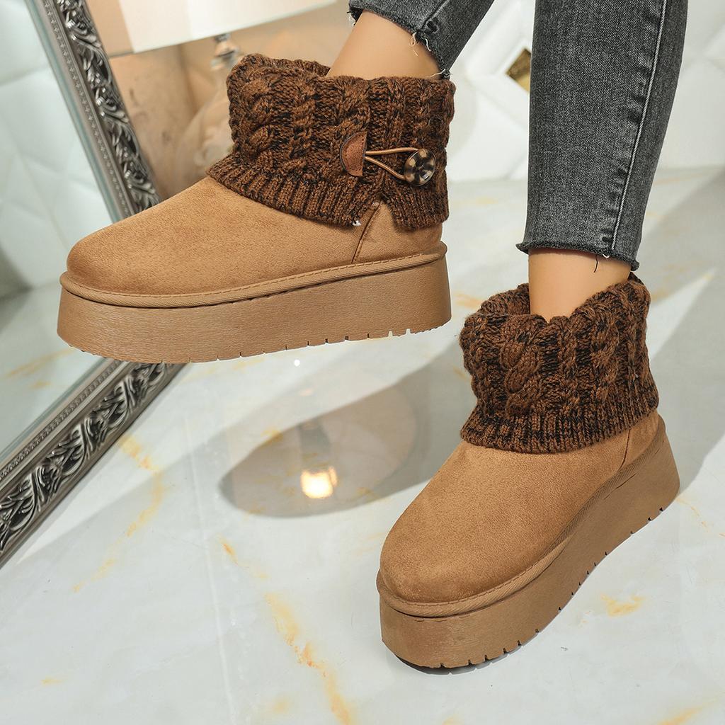 Warm Thicken Plush Snow Boots for Women  Winter Thick Bottom Sock Ankle Boots Woman Non Slip Platform Cotton Botas Mujer