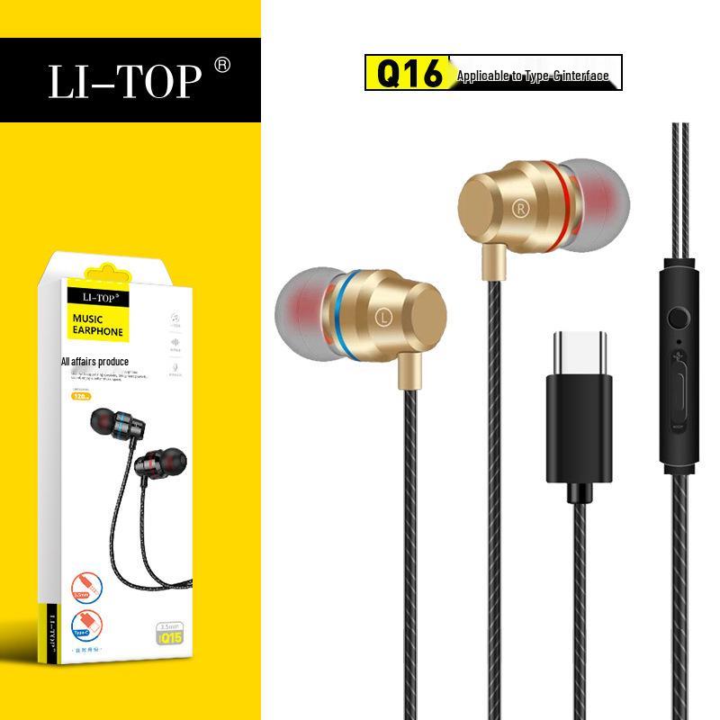Type-C Red & Blue Circle In-Ear Metal Earphones with Mic & Volume Control, 3.5mm Universal Fit