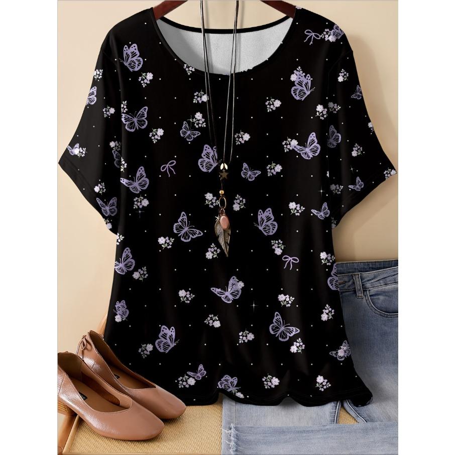 

Женская повседневная футболка с 3D-принтом больших размеров XL-7XL, свободного кроя, с круглым вырезом и короткими рукавами 5XL