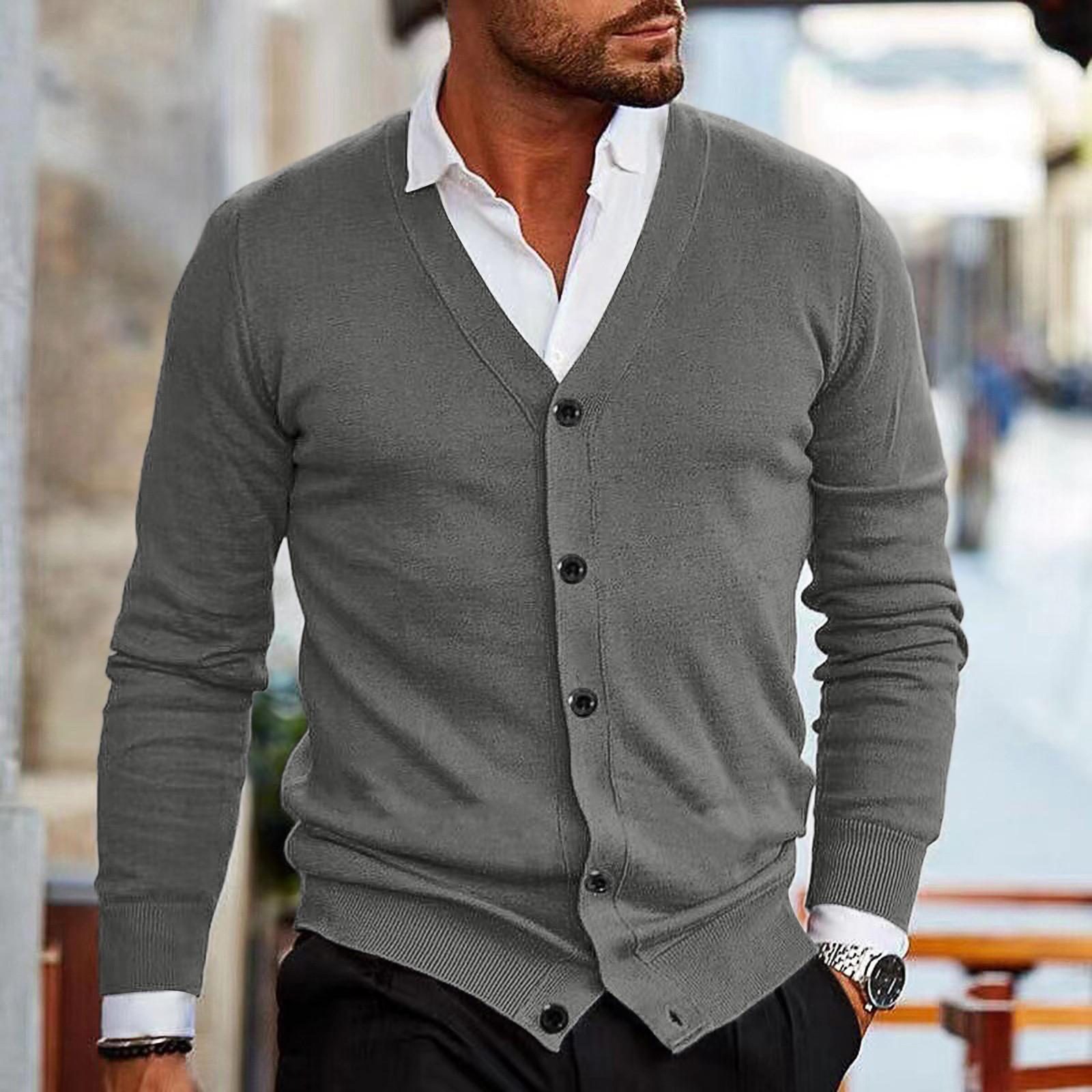 

Мужская повседневная трикотажная приталенная рубашка-куртка с V-образным вырезом XXXL