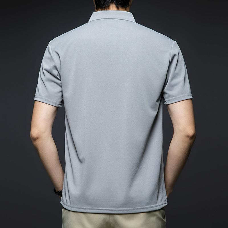 New Summer Men's Fashion Solid Short Sleeved Polo Shirt Casual Business Breathable Lapel Anti-wrinkle Lightweight Work Polos