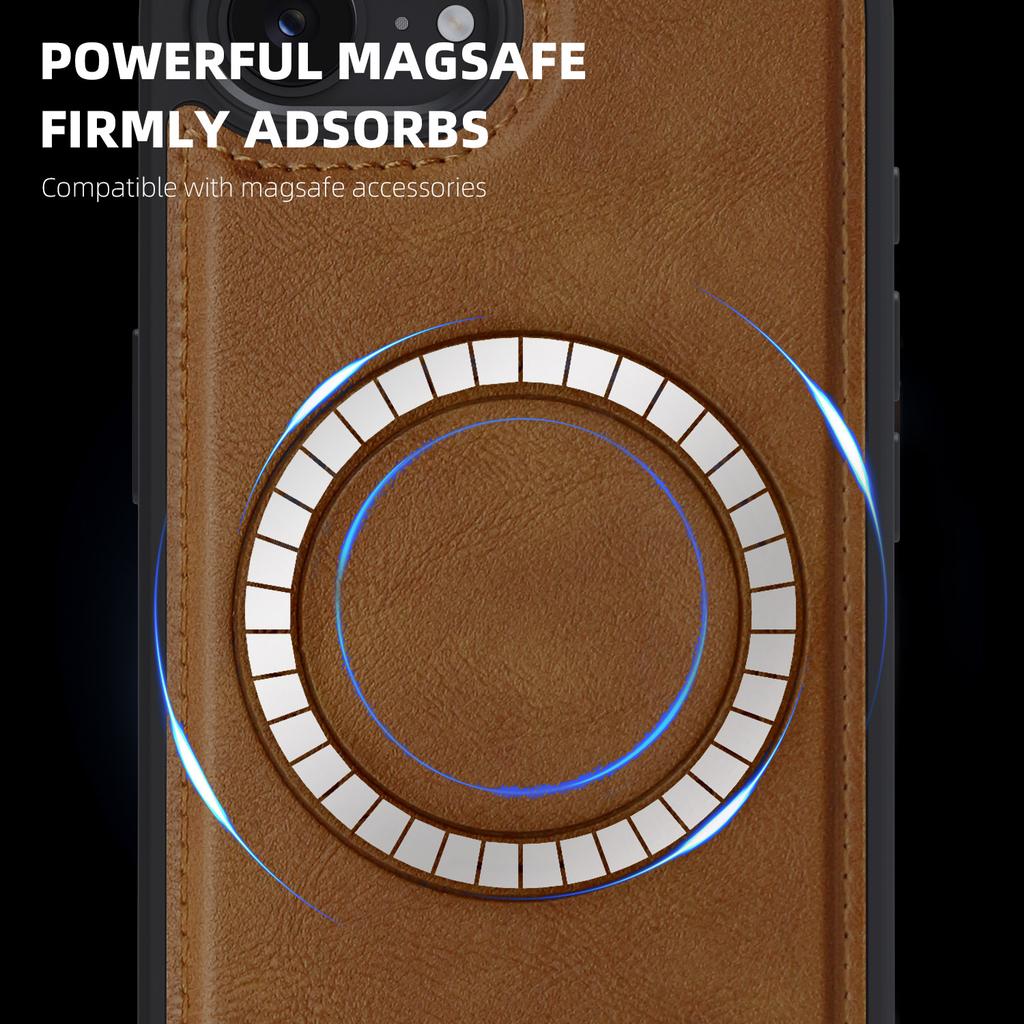 Retro Matte PU Leather Magneti Case For iPhone 17e 16 15 14 13 12 11 Pro Max Plus For Magsafe Wireless Charge Cover Funda