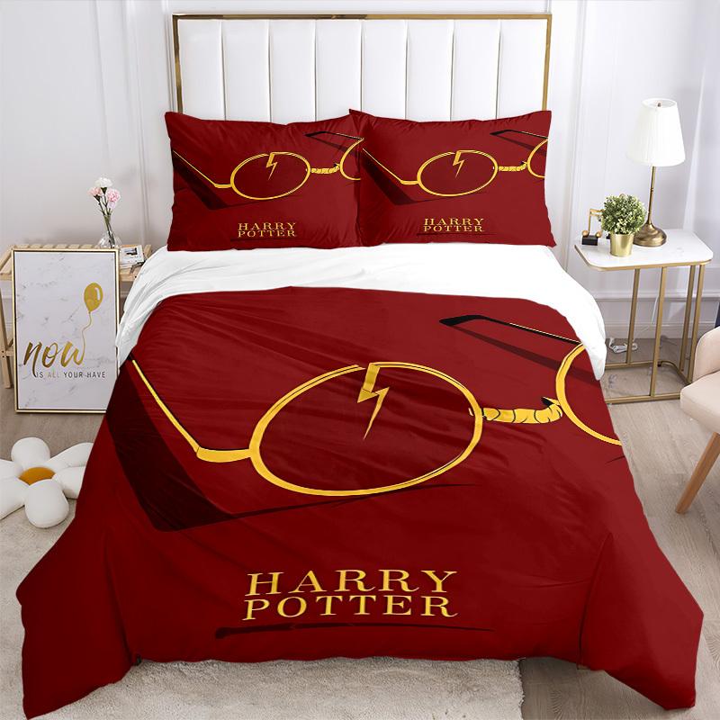 3pcs Bedding Set Harry Potter Includes 1 Comforter + 2 Pillowcases, Without Pillow Inserts, Soft Comfortable, Lightweight Breathable, Printe