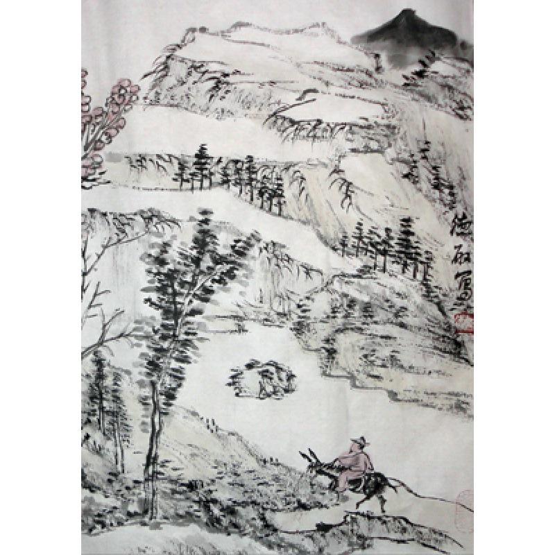 Chinese Landscape Art Poster with Free Shipping - Decorative Kraft Paper Framed Wall Painting