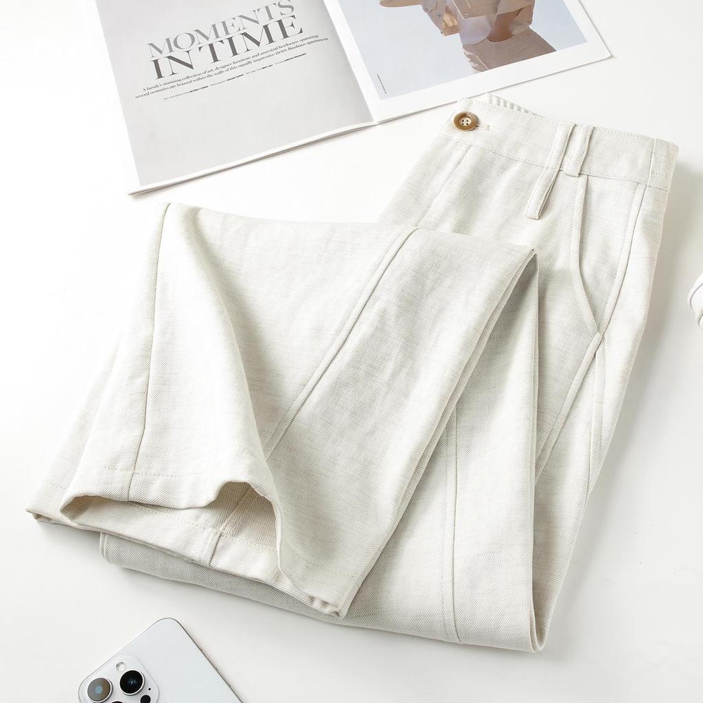 Old Money Style Linen Wide-Leg Pants: Women's Casual Elastic Waist Straight-Leg (Spring 2026)