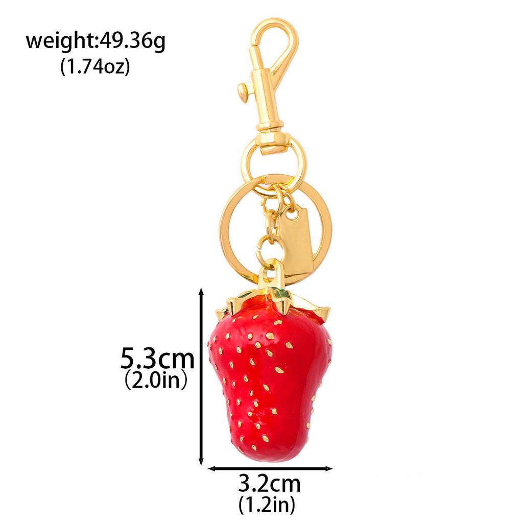 Xiyin Strass Emaille Frucht Schlüsselanhänger - Zitrone, Kirsche, Erdbeere Taschenanhänger Geschenk