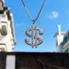 Dollar Symbol Necklace European and American Hip Hop Exaggerated Diamond-encrusted Dollar Pendant Metal Dollar Pendant Chain