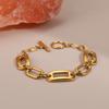 GEMCHIC Women's Stainless Steel Gold and Silver Two-Tone Oval Link Chain Bracelet Fashion OT Buckle