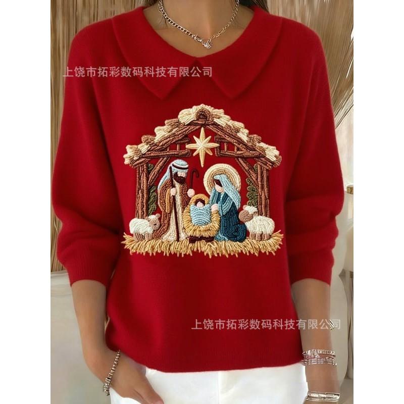 Womens Oversized Long Sleeve Crewneck Sweatshirt 2025 Fall Casual Pullover With 3D Print Acrylic Fabric