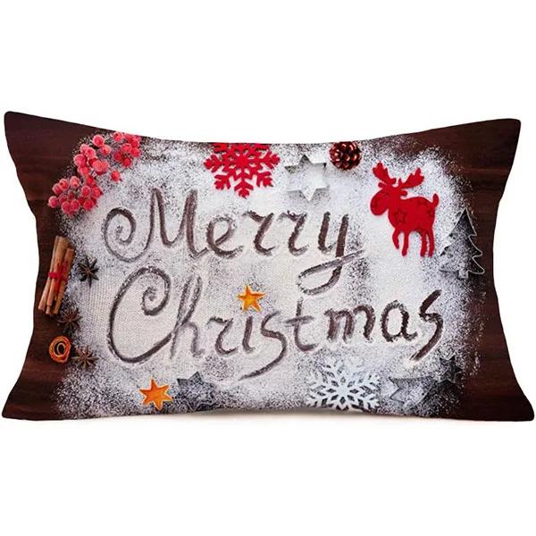 New Christmas Style Simple Letter Double-sided Printed Linen Pillow for Home Decoration, Sofa Waist Pillowcase
