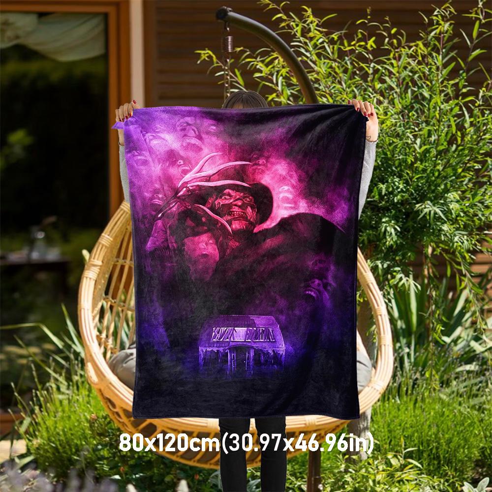

1pc Freddy Krueger Halloween Blanket Throw Blanket,Soft Bedding Cover,Flannel Blankets, Travel,Camping,All Seasons Use 102774 80x120cm