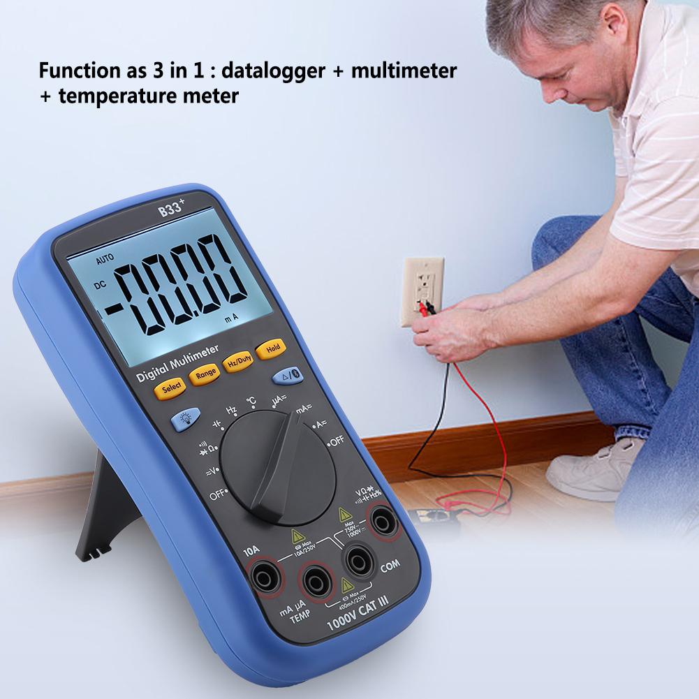 B33+ LCD Display Digital Bluetooth Multimeter for Measuring ACDC Voltage Current Resistance
