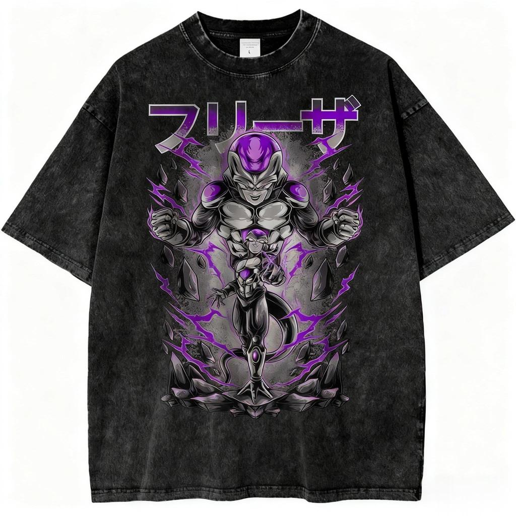 Anime T Shirt Men Women Washed Cotton Short Sleeve Graphic Print Japanese Streetwear Casual Summer Tops