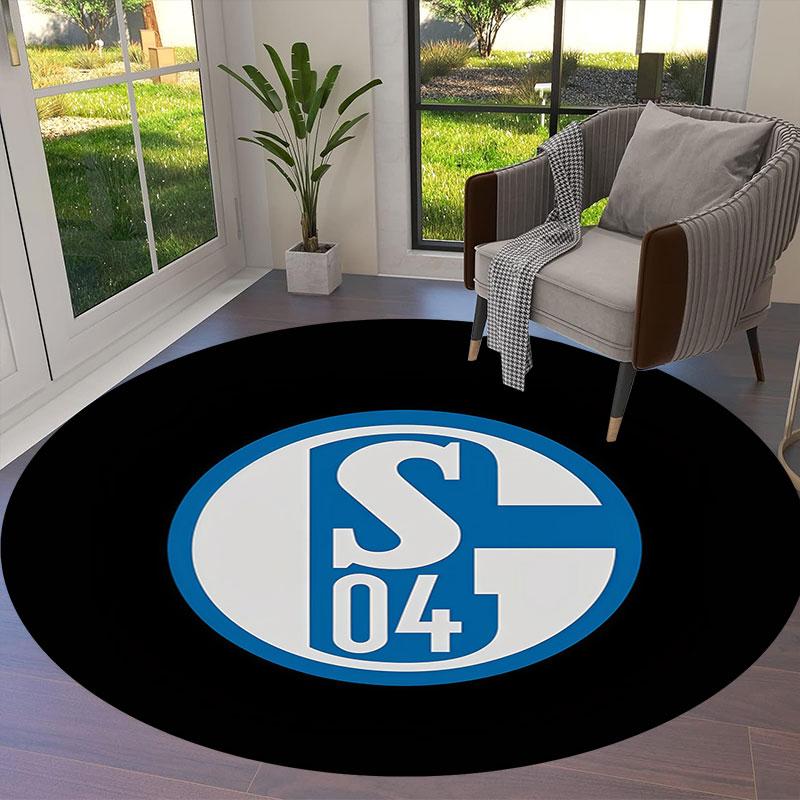 FC Schalke 04 Round Area Rug,Carpet Rug for Living Room Bedroom Sofa Playroom Decor,Non-slip Floor Mat