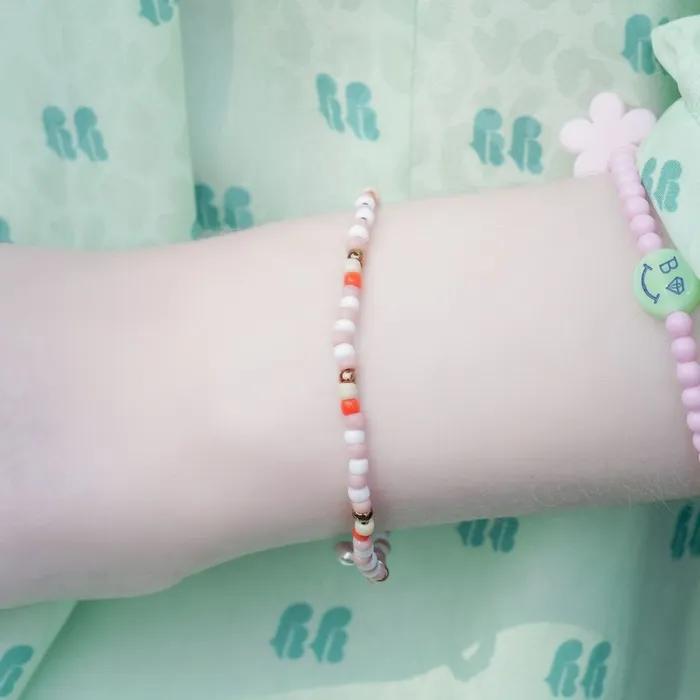 Bonbo Silver Star Charm Nouveau Color Bead Bracelet