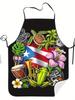 Puerto Rico Flag Apron Tropical Music Art Kitchen Cooking Baking Gift For Caribbean Lover Cultural Chef Wear Vibrant