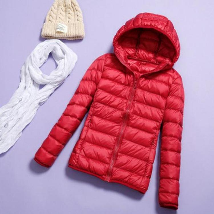 

2025 Womens Lightweight Slim Fit Hooded Down Jacket Winter Fashion Coat S