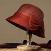 Hat Lady Autumn and Winter Middle-aged Elegant Bow Woolen Top Hat Fashion Thermal Basin Hat Versatile Bucket Hat