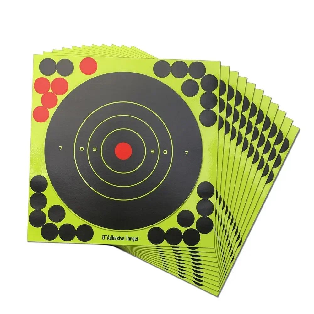 100Pcs Paper Target Stickers Adhesive Reactivity Shoot Targets Outdoor Shooting Practice Hunting Training 8*8Inch Shot Target