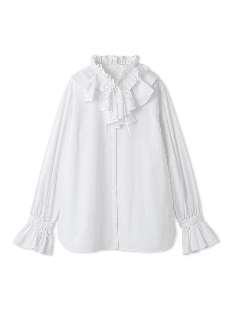 Mira Owen Detachable Ruffle White Blouse, 09WFB251188, Women's,