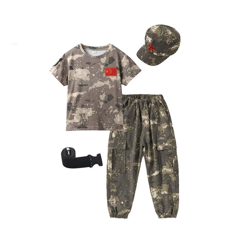 Kids' Summer Camo Uniform Set for Military Training and Outdoor Events - Unisex