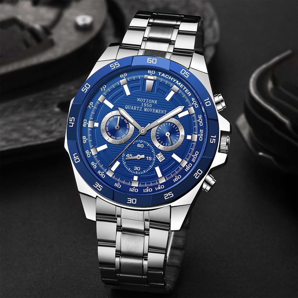Fashion Business Men's Watch Stainless Steel Watch Men's Quartz Watch Luxury  Casual Watch Calendar Watch