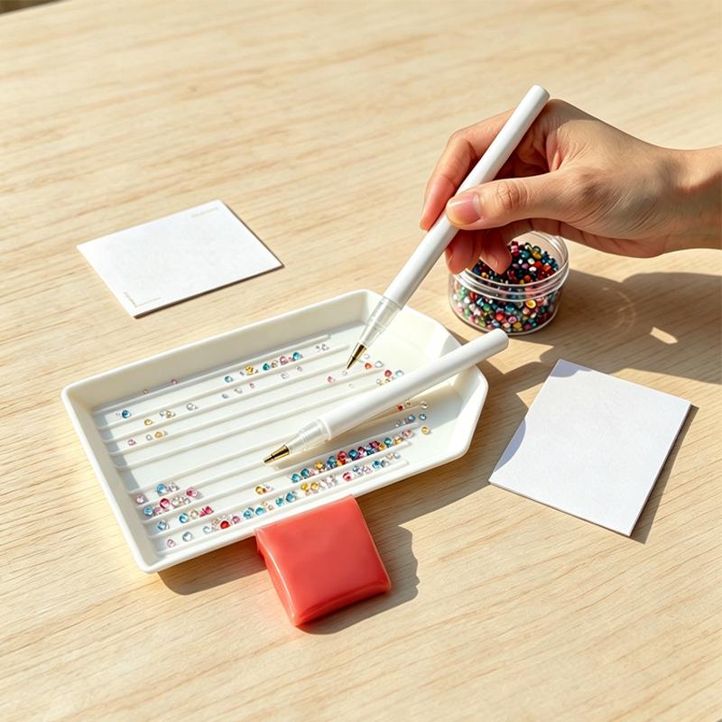 Student DIY Diamond Painting Kit: White Pen, Tray & Long-Lasting Adhesive for Handmade Projects