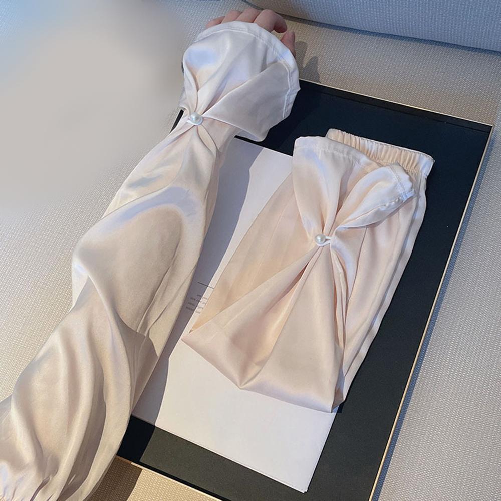 Pearl Silk Fabric Sleeves Thin Yarn Arm Sunscreen Covers Fashion Breathable Long Arm Sleeves Women