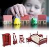 6Pcs Retro Dollhouse Bedroom Furniture Set Handcrafted Wood Miniatures for 1/12 Scale DIY Display