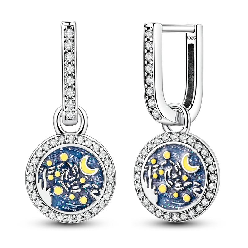 2025 New 925 Sterling copper Hoop Earrings Flowers Zircon Drop Earrings Stud For Woman Fine Birthday Wedding Party Zircon Gifts