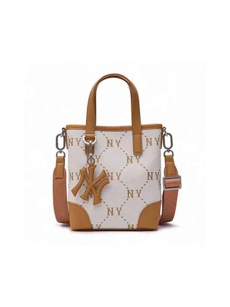 MLB Vintage Monogram Tote Bag - Large Capacity NY Jacquard Logo Handbag (Couple Style)