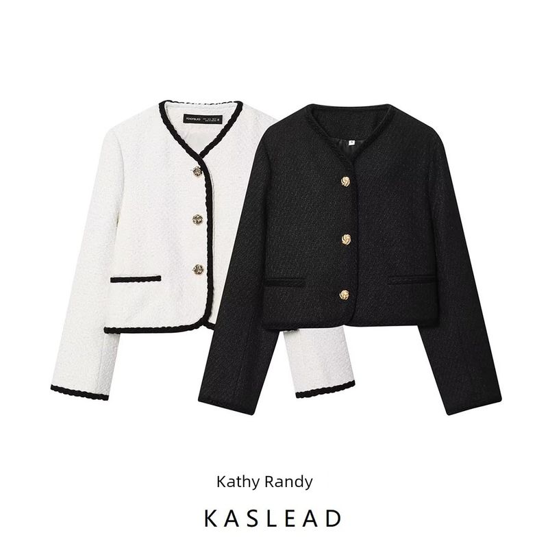 Kaslead New Women Clothes Western Style Simple Graceful Trim Loop Velvet Outerwear 1293054