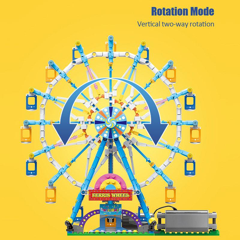 Wirbelnde Riesenradblöcke für Kinder, elektrisch leuchtendes Riesenrad für den Spielplatz, zum Zusammenbauen, neues Weihnachtsgeschenk, Ornamente