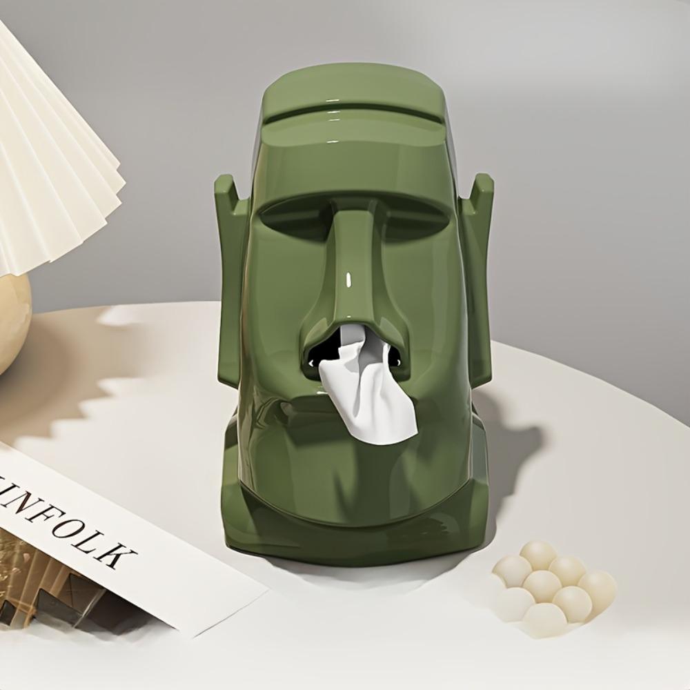 Moai Statue Tissue Box 3 in 1 Headphone Bracket Creative Paper Towel Box  Car Decor