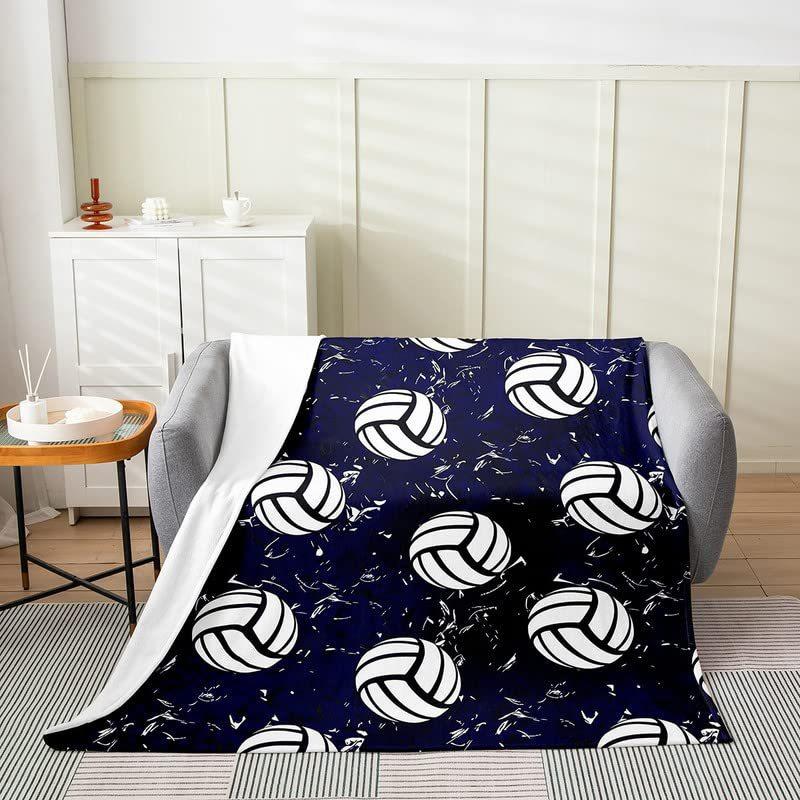 Volleyball Print Flannel Blanket Bedspread Nap Blanket Sports Theme Blanket