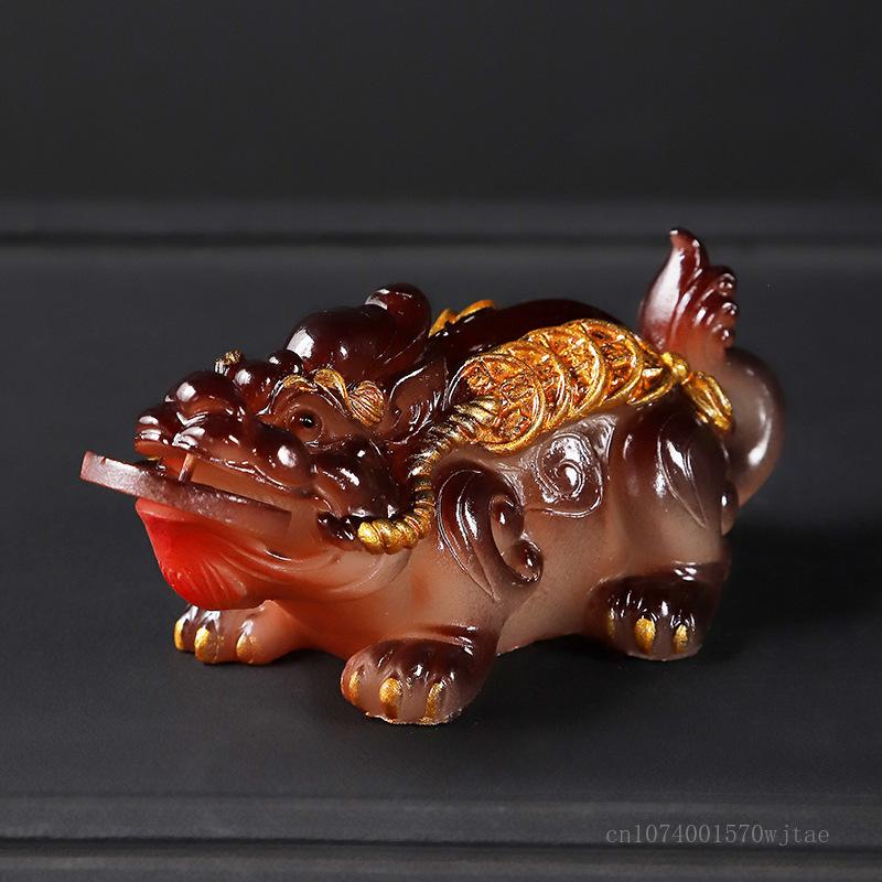Color Changing Changing Wealth Resin Tea Pets, Water Sprinkling Pixiu Creative Tea Set Accessories Boutique Small Ornaments, 1Pc