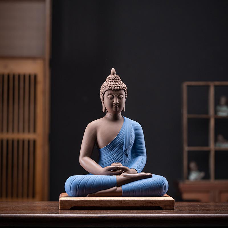 Statua Buddy Budda Tathagata Figurka Budda Siakjamuni Duża Statua Buddy Lampa Ceramiczna Krąg Dostosowana Do Kadzidła Ganek Dekoracja Domu