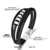 Bracciale Hip-Hop in Pelle PU Intrecciata con Perline in Lega per Uomo
