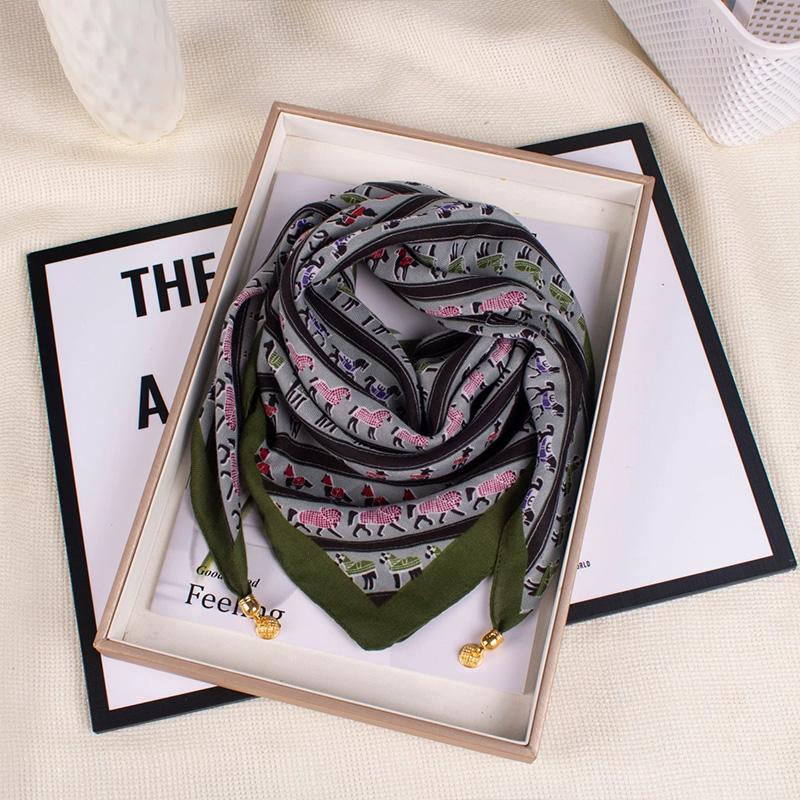 1Pc Neck Brace 2026 Magnetic Clasp Gift Scarf Versatile Triangular Bandage Warm Pony Pattern Cotton