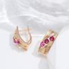 Rote Natürliche Zirkon Quadratische Tropfenohrringe Für Damen Mode Roségold Farbe Täglich Feiner Vintage Schmuck