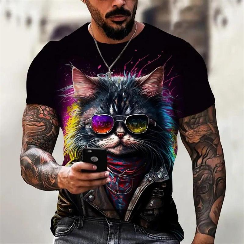Graphic T Shirt Men's 3D Print Color Round Neck T Shirts Unique Personality Streetwear 2026 Fashion Tee Top