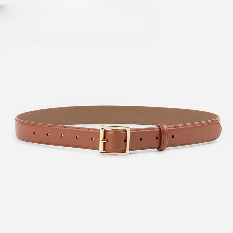 Square Buckle Genuine Leather Women's Belt 2.8 Cowhide with Jeans Casual Pants Decorative Women's Versatile Belt