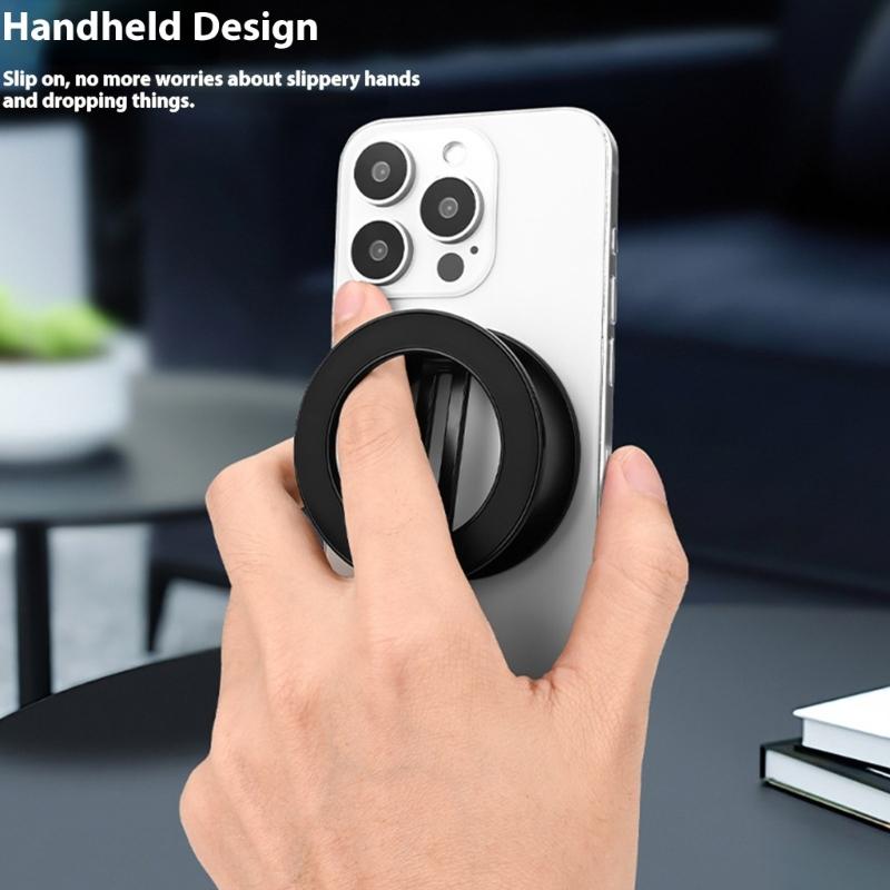 Portable Metal Phone Mount Double Magnetic Surfaces Foldable Design Universal Fit Stand for 4 to 6.7 Inch Smartphones
