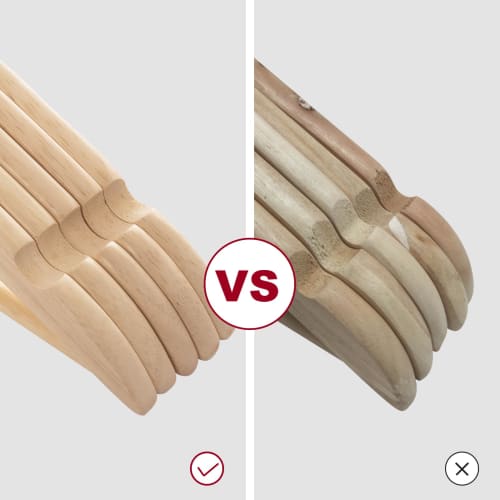 ELONG HOME Wooden Clothes Hangers with Non-Slip Indents and Trouser Bars, Shape-Retaining, 360-Degree Rotating Slim Clothes Hangers for Suits, Shirts,