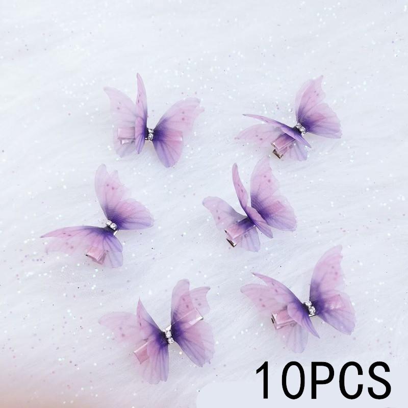 

New 10PCS Cute Princess Mesh Double-layer Butterfly Lovely Girls Hairpins Children Headwear Hairgrip Hair Clips Hair Accessories