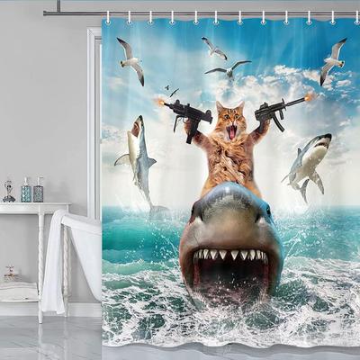 Interesting Printed Shower Curtain Bathroom Decoration 150 * 180cm