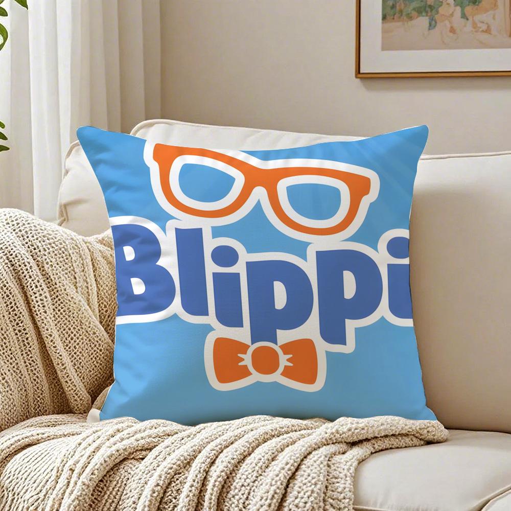 Educational Cartoon AABC Blippiing Cushion Cover Linen Pillowcase Soft for Sofa Bed Home Room Decor